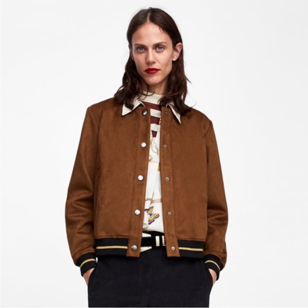 Zara Faux Suede Bomber Jacket